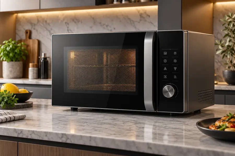 Micro-ondas com grill em cozinha moderna